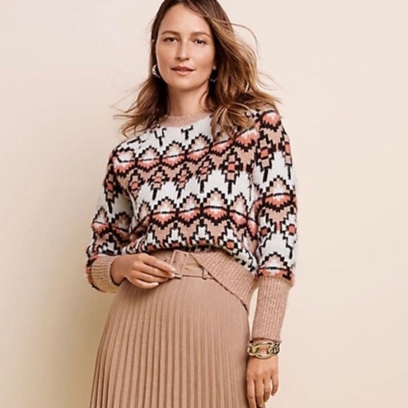 Ann Taylor Sweaters - Ann Taylor Fair Isle Crew Neck Jacquard Chunky Eyelash Knit Sweater Size S